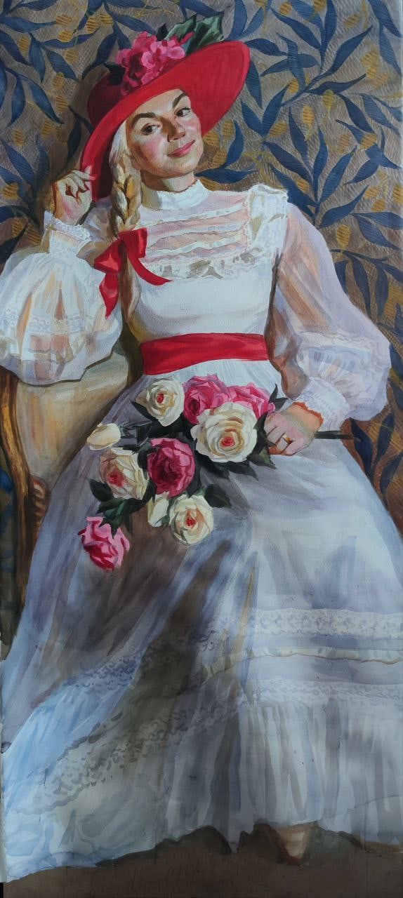 «Девушка в красной шляпе». Ульяна Пестова.