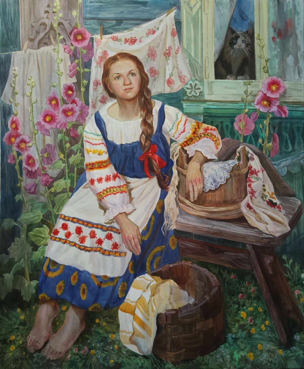 «Девушка с мальвами». Ульяна Пестова.